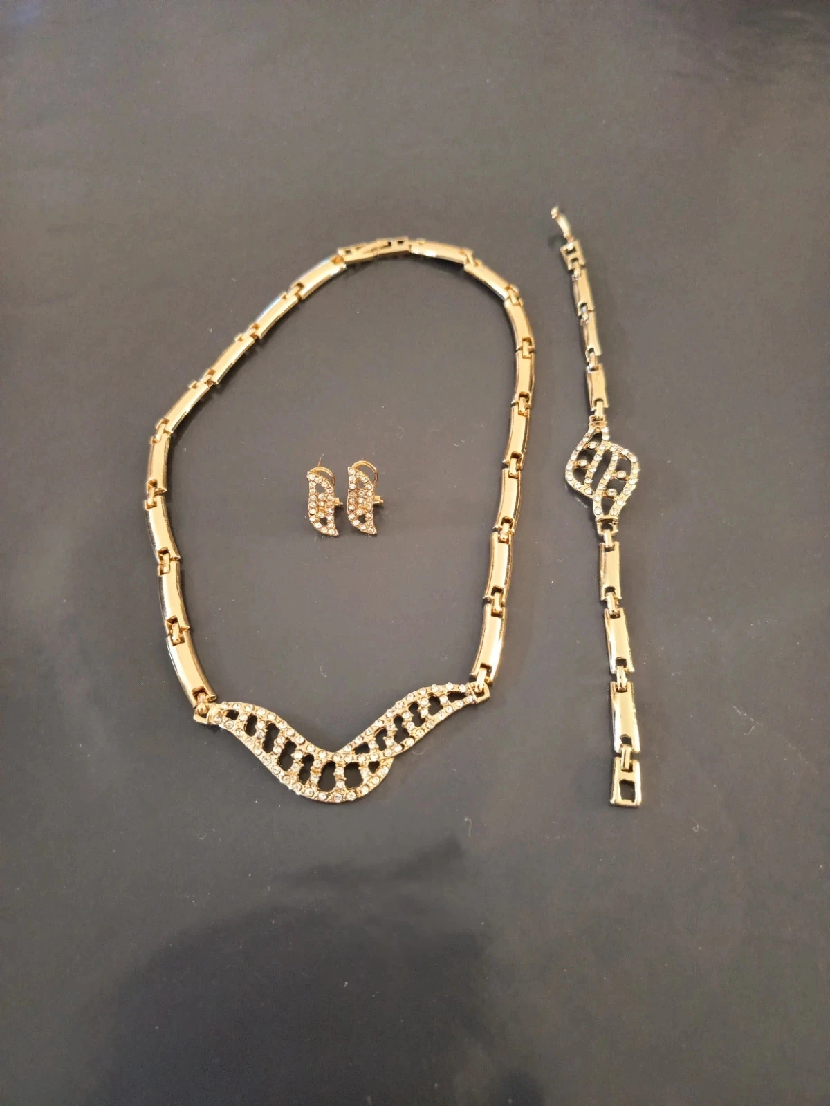 Parure 3 pièces doré et strass